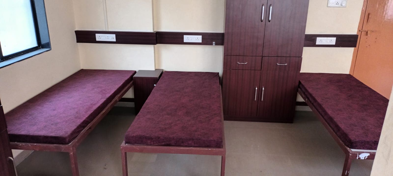Triple Sharing with Rich Wood Wardrobe - Bhati Boys PG Warje Pune